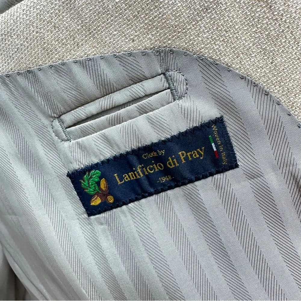 Baroni wool silk blend cream tan suit coat blazer jacket men's 52R Piattelli‎